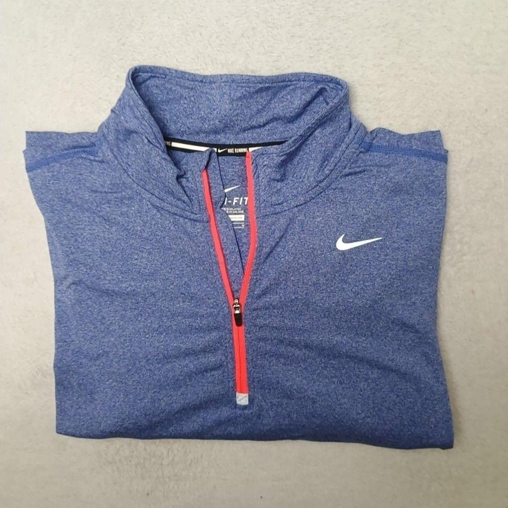 Nike Pullover Mens M Blue Element Dri-FIT 1/4 Zip Mock Running Athletic 717404